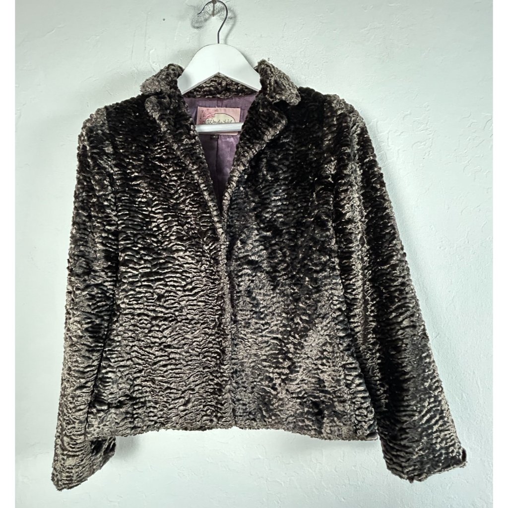 Wendy Hil Women's Long Sleeve Faux Fur Coat Jacket Collared Lined Brown Size 4